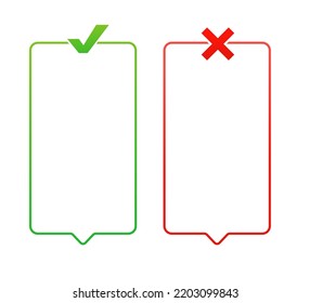 Check And Cross List Of Dos And Don'ts. User Interface Design. Check Mark Icon. Vector Illustration