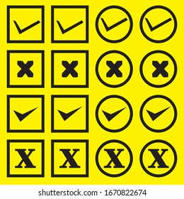 Check and cross logo with a transparent black color