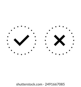 check and cross mark button icon vector