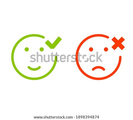 Check and cross mark emoji icon. Clipart image isolated on white background.