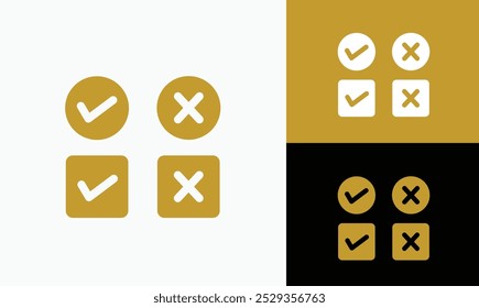 Check and cross mark icon fully editable vector template