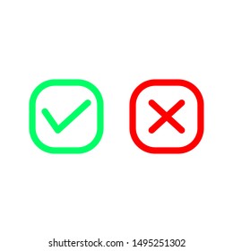 Check and Cross Mark Icon on white background.