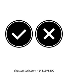 Check and Cross Mark Icon.  Option, Choice. Questionnaire, Vote Illustration. Applied as Trendy Symbol for Design Elements, Websites, Presentation and Application - Vector. 