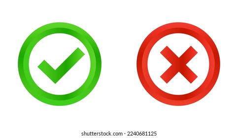 Check and cross mark icon set with gradient. Permitted and prohibited. Vector.