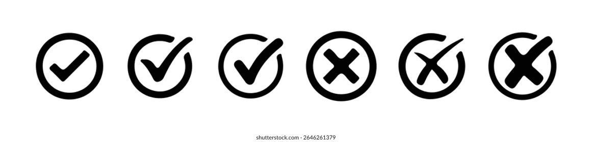 check and cross mark icon set. checkmark and x mark icon. Vector illustration eps 10