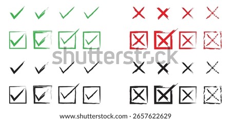 Check and cross mark icon set