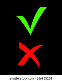 Check and cross mark on white background vector illustration for web or mobile application 