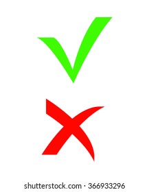 Check and cross mark on white background vector illustration for web or mobile application 