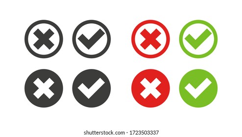 Icono de conjunto de marcas y verificaciones. Símbolo vectorial aislado.