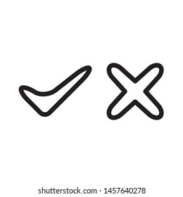  Check and Cross mark symbol icon vector illustration.