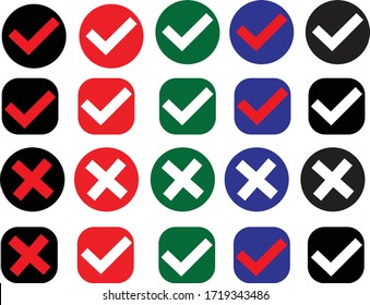 Check and cross marks vector set. Marks set vector.