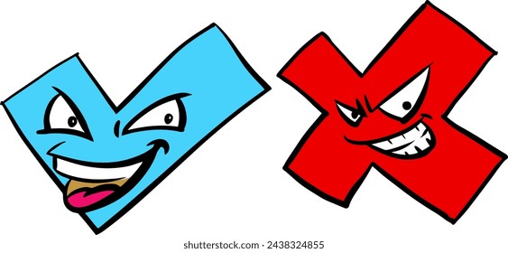 Check and Cross Mascot Vector illustration