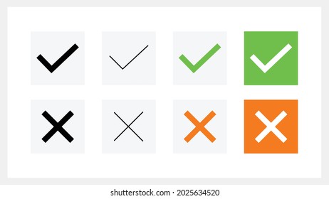 check and cross multi color vector mark sign modern style