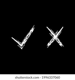 
check and Cross sign elements, isolated on black background