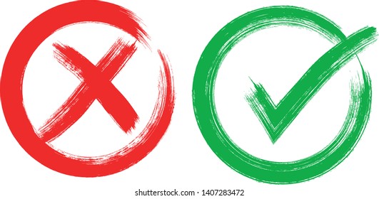 check and Cross sign elements. vector buttons for vote, election choice, tick marks, approval signs design. Red X and green OK symbol icons check boxes. 