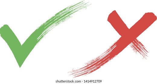 check and Cross sign elements. vector buttons for vote, election choice, tick marks, approval signs design. Red X and green OK symbol icons check boxes. Check list marks, choice options, survey signs