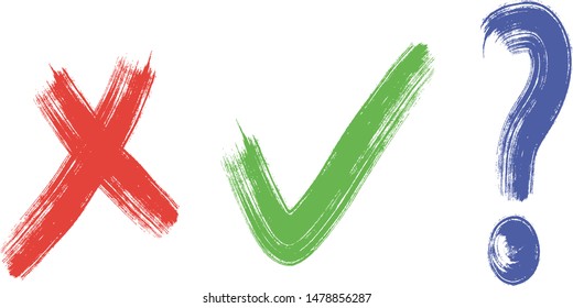 check and Cross sign elements. vector buttons for vote, election choice, tick marks, approval signs design. Red X and green OK symbol icons check boxes. Check list marks, choice options, survey signs.