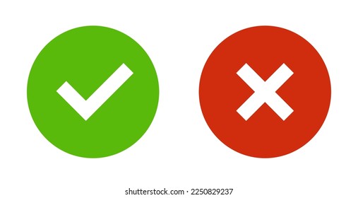 Check and cross yes no circular icon design vector. 	