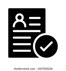 check cv glyph flat vector icon