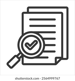 Check Data Files Outline Icon Vector Illustration