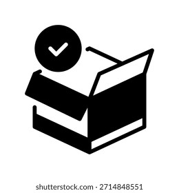 Symbol "Zustellungsbox-Position", Umrisssymbol für ankommendes Paket, "Bestellung versandt", "Logistik erfolgreich", "Fracht empfangen" und "Paketverfolgung" markieren. Vektorsymbol.