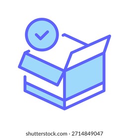 Symbol "Zustellungsbox-Position", Umrisssymbol für ankommendes Paket, "Bestellung versandt", "Logistik erfolgreich", "Fracht empfangen" und "Paketverfolgung" markieren. Vektorsymbol.