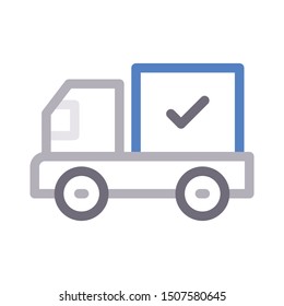 check delivery colour line vector icon