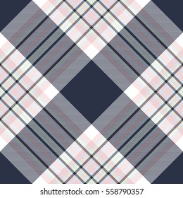 Check diagonal fabric texture seamless pattern. Vector illustration.