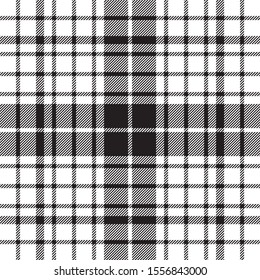 Check diagonal texture plaid black white seamless pattern. Vector illustration.