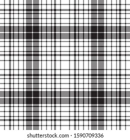 Check diagonal texture plaid black white seamless pattern. Vector illustration.