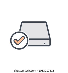 Check disk drive hard storage icon. Vector illustration