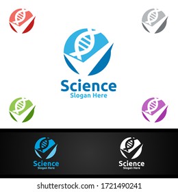 Check Dna Science and Research Lab Logo for Microbiology, Biotechnology, Chemistry, or Education Design Concept