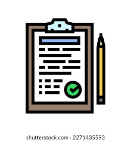 check document file color icon vector. check document file sign. isolated symbol illustration