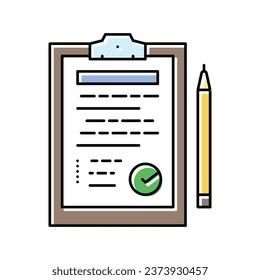 check document file color icon vector. check document file sign. isolated symbol illustration