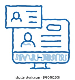 Check Document sketch icon vector. Hand drawn blue doodle line art Check Document sign. isolated symbol illustration