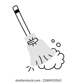 Check doodle icon of broom cleaning 