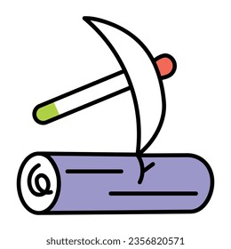 Check doodle icon of deforestation mining 
