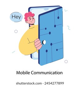 Check doodle mini illustration of mobile communication 