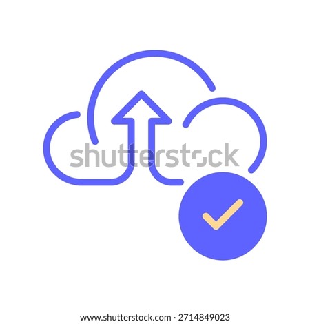 Check Download Complete Line Icon, Outline Symbol for File Saved, Data Retrieval, Install Finish, System Update, and Import Success. Vector Sign Icon.