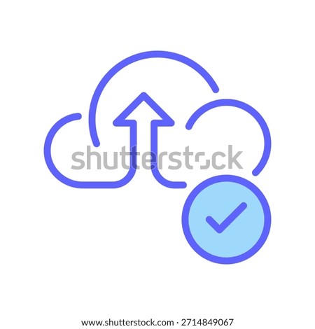 Check Download Complete Line Icon, Outline Symbol for File Saved, Data Retrieval, Install Finish, System Update, and Import Success. Vector Sign Icon.