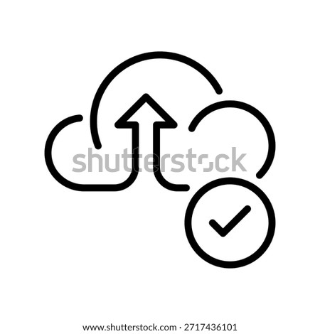 Check Download Complete Line Icon, Outline Symbol for File Saved, Data Retrieval, Install Finish, System Update, and Import Success. Vector Sign Icon.