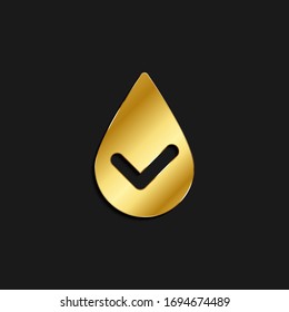 check, drop, select, water gold icon. Vector illustration of golden style