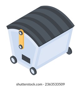 Check dumpster bin isometric icon 