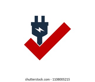 Check Electric Icon Logo Design Element