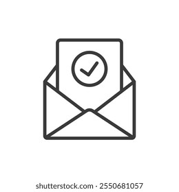 Compruebe el correo electrónico, icono en el diseño de línea. Comprobar, correo electrónico, bandeja de entrada, no leído, mensaje, notificación, leído en el Vector de fondo blanco. Comprobar el icono de trazo editable del correo electrónico