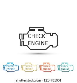 Check engine icon isolated on white background. Set elements in colored icons. Flat design. Vector Illustration