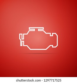Check engine icon isolated on red background. Flat design. Vector Illustration