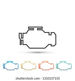 Compruebe el icono del motor aislado en el fondo blanco. Establecer Elementos en los iconos de color. Ilustración vectorial