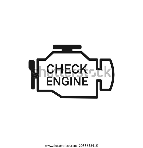 Check\
engine icon isolated on white background. Concept auto warning\
error. Outline flat design. Vector\
illustration.