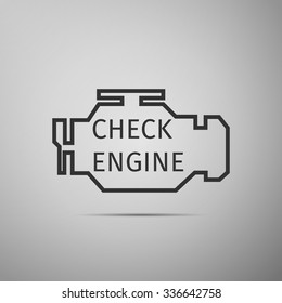 Check Engine Icon On Grey Background. Vector Illustration